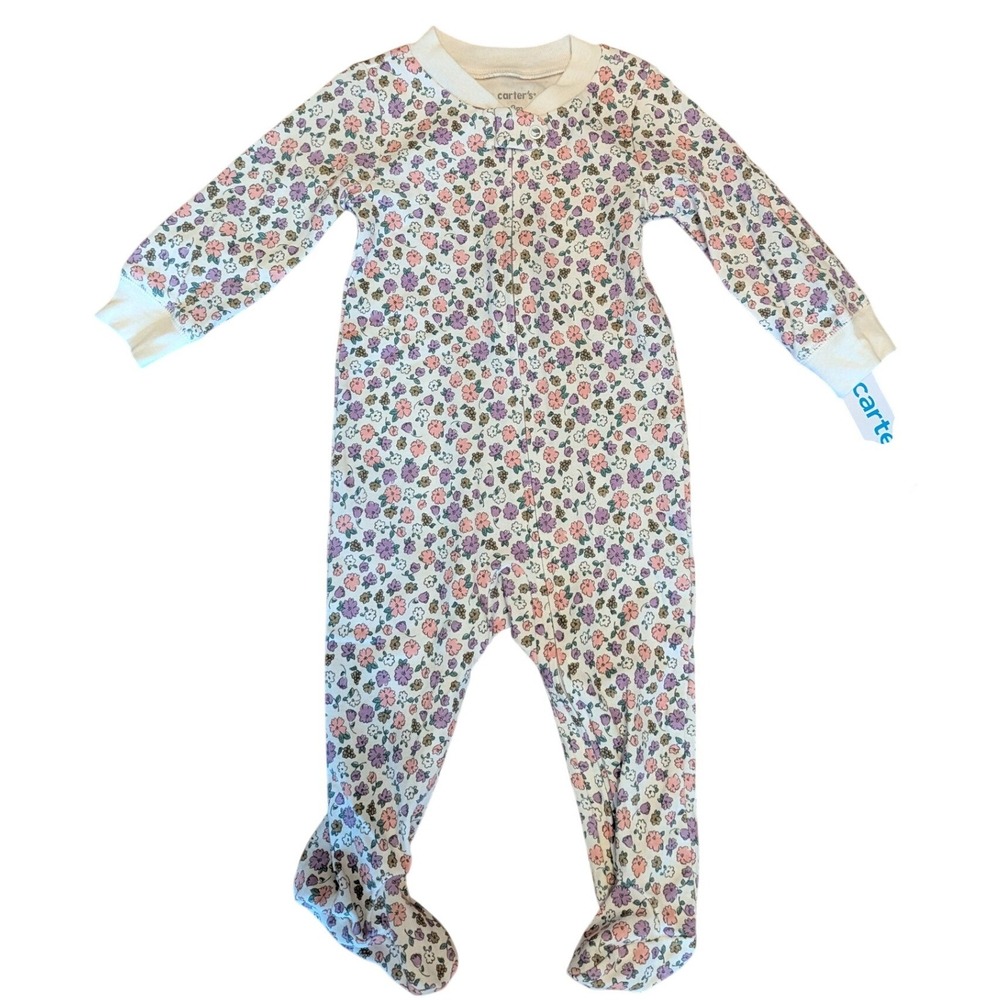 Carters Baby Girls Floral 2-Way Zipper Footed Sleep and Play Pajamas 9M New